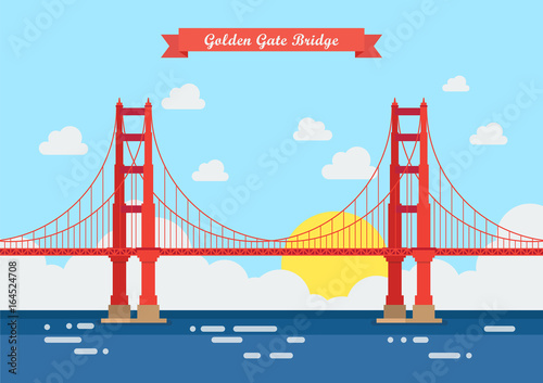 Flat style Golden Gate Bridge © siraanamwong
