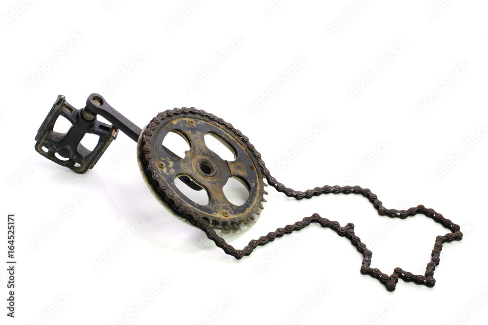 chain and bicycle pedal isolated on white background chain and bicycle pedal isolated on white background