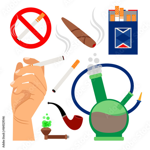 Smoking tobacco icons set