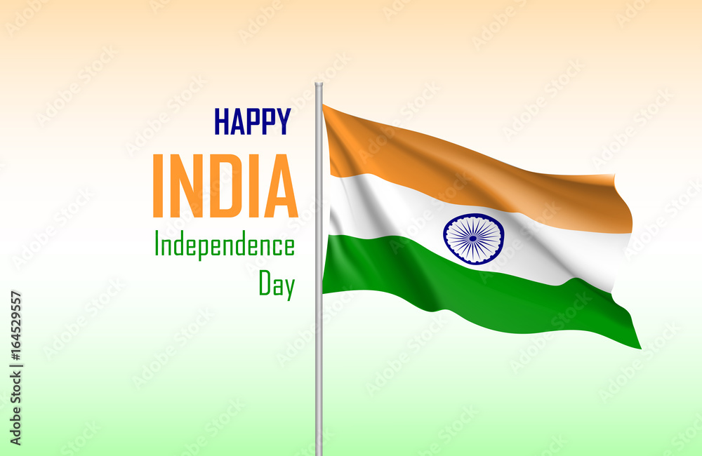 India independence day poster. Flag wind waving on pole. Political and ...