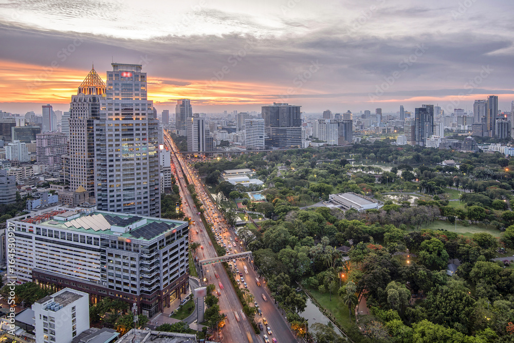 Beautiful landscape of the city at sunset in Bangkok,Thailand