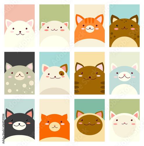 Set of banners with cute cats