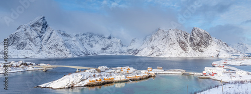 Panorama von Hamnoy im Winter