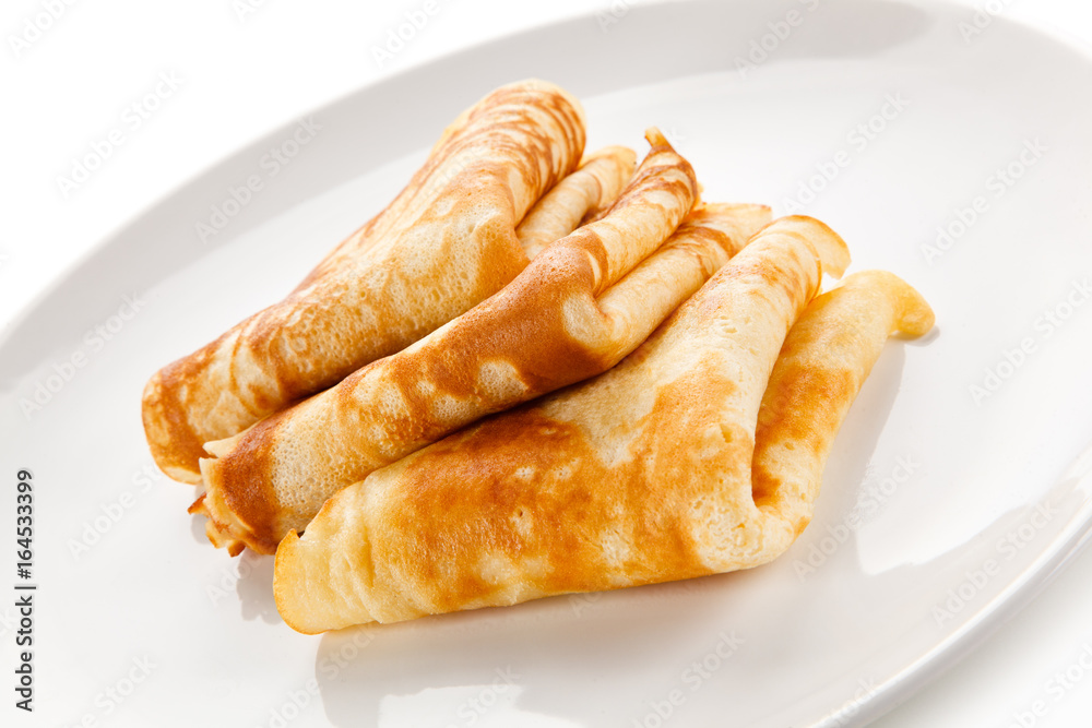 Pancakes on white background Pancakes on white background