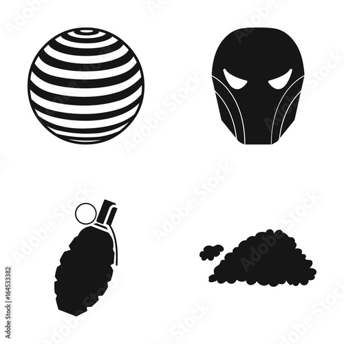 Ball, mask and other web icon in black style. grenade, cloud icons in set collection.