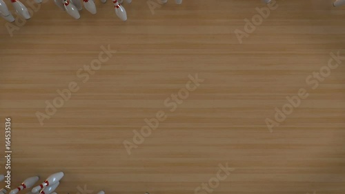 Bowling ball hits lot of pins, alpha channel in slow motion