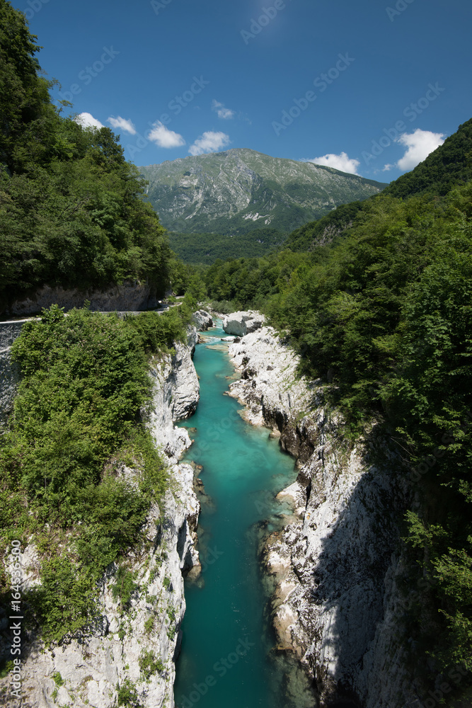 Mountains river Soca in Julian Alps, Slovenia
