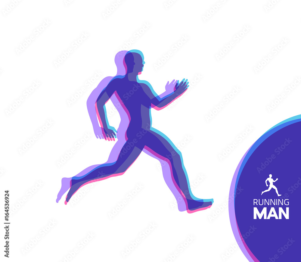 Silhouette of a running man. Design for Sport. Emblem for marathon and jogging. Vector Illustration. Silhouette of a running man. Design for Sport. Emblem for marathon and jogging. Vector Illustration.