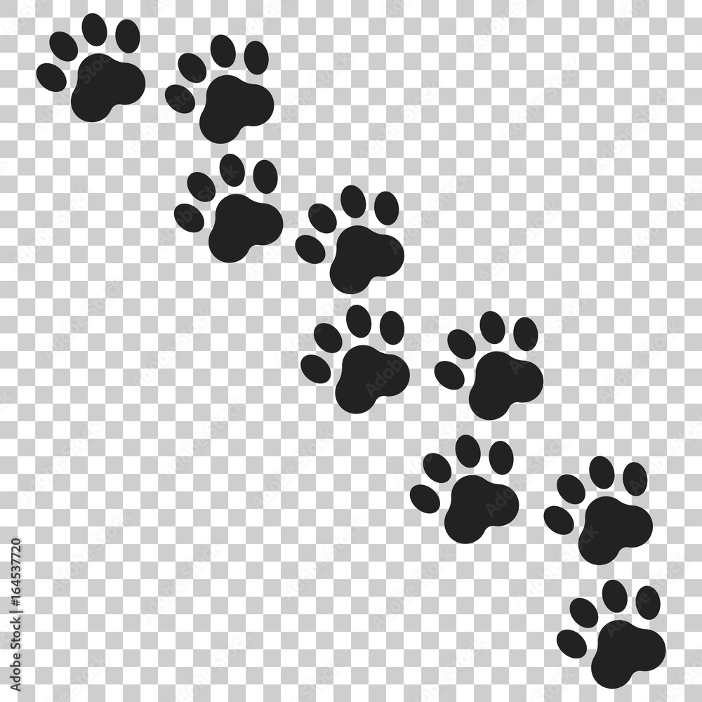 Paw print vector icon. Dog or cat pawprint illustration. Animal silhouette. - obrazy, fototapety, plakaty 