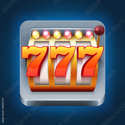 Casino vector smartphone game icon with 777 win slot machine