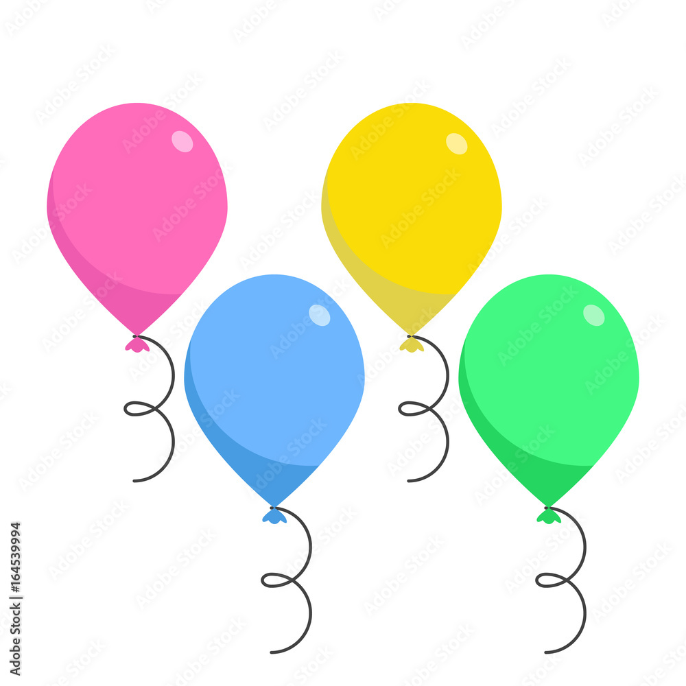 Festive balloons flat icon, vector sign, colorful pictogram isolated on white. Symbol, logo illustration. Flat style design