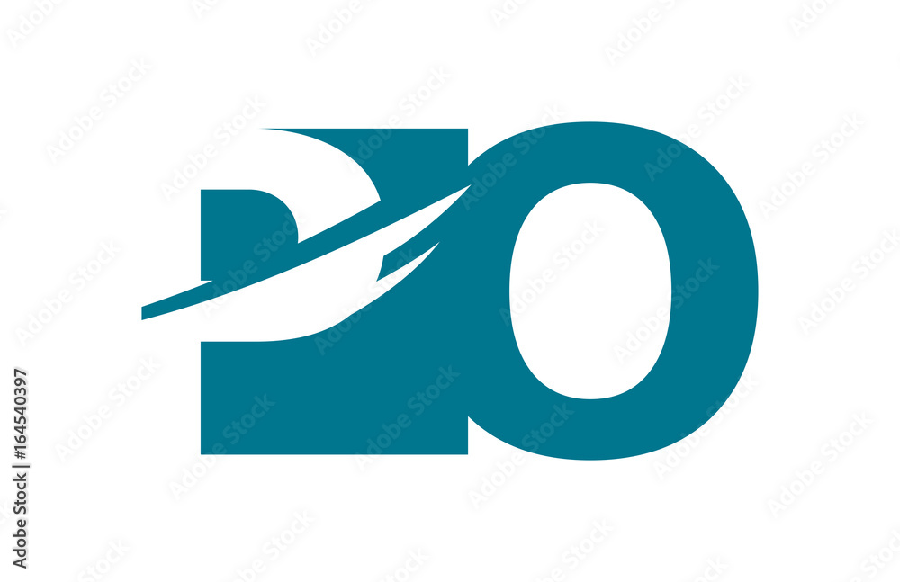 PO Negative Space Square Swoosh Letter Logo PO Negative Space Square Swoosh Letter Logo