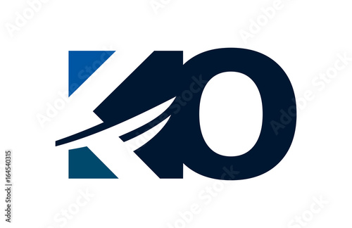 KO Negative Space Square Swoosh Letter Logo