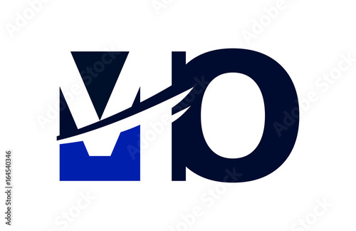 MO Negative Space Square Swoosh Letter Logo