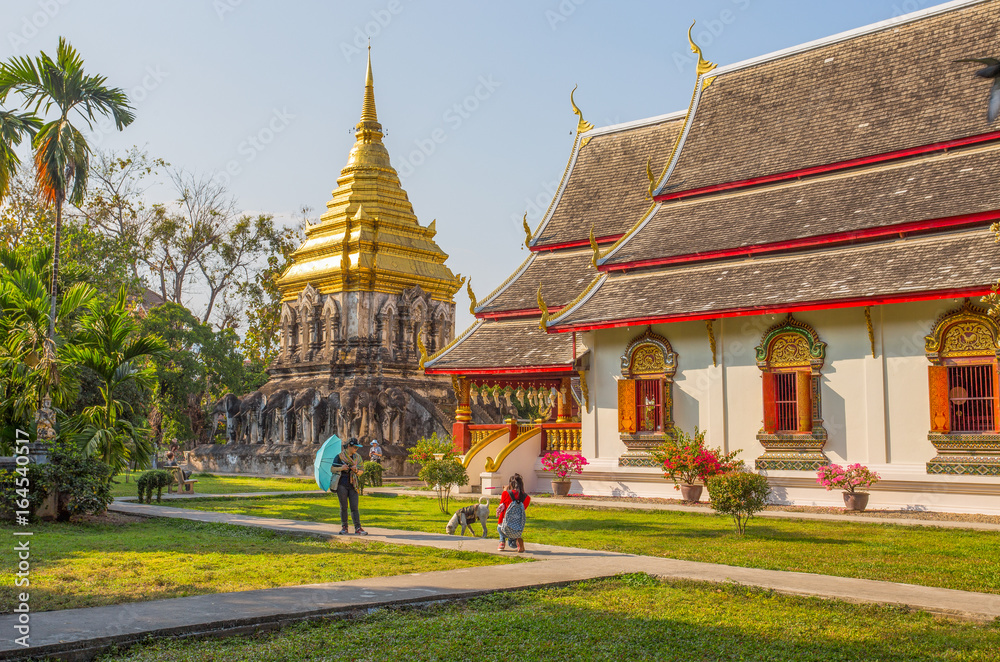 CHIANG MAI, THAILAND, FEBRUARY 18, 2017 - Wat Chiang Man Temple, Chiang Mai, Thailand, the oldest temple in Chiang Mai
