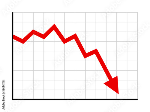 Fotografija Stock or financial market crash with red arrow flat vector illustrations for web