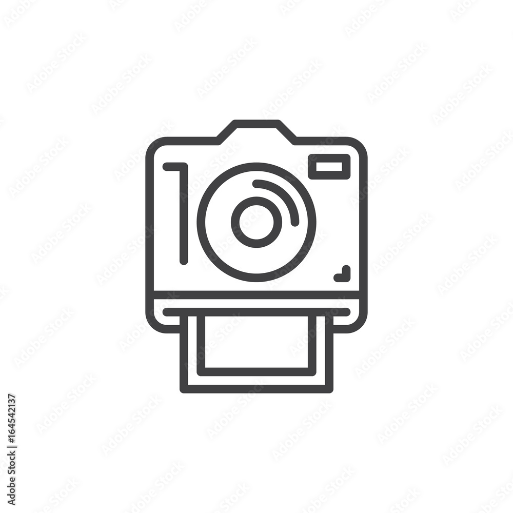 Instant photo camera line icon, outline vector sign, linear style pictogram isolated on white. Symbol, logo illustration. Editable stroke. Pixel perfect graphics Instant photo camera line icon, outline vector sign, linear style pictogram isolated on white. Symbol, logo illustration. Editable stroke. Pixel perfect graphics