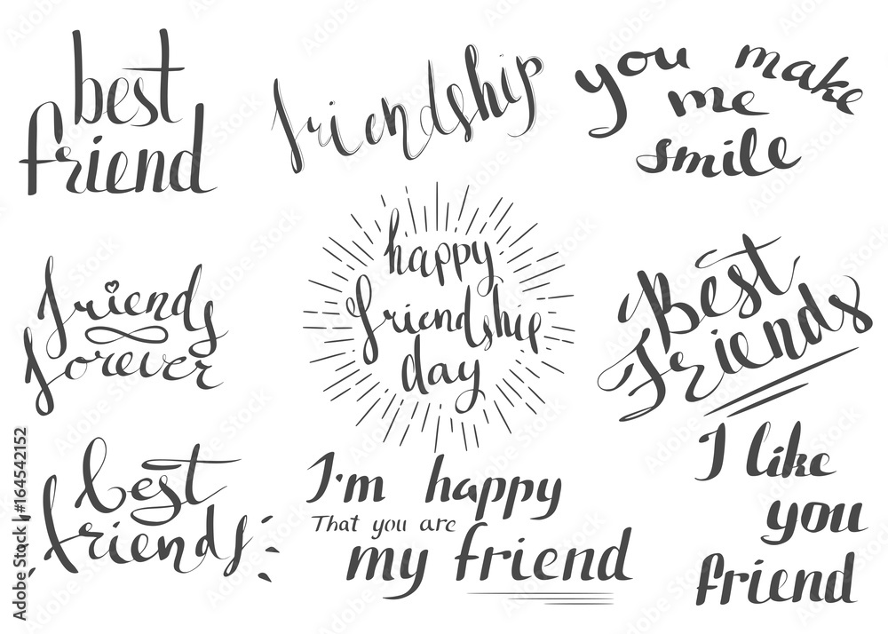 Vector lettering for the International Friendship Day.  Usable as greeting cards, posters. Hand-painted lettering