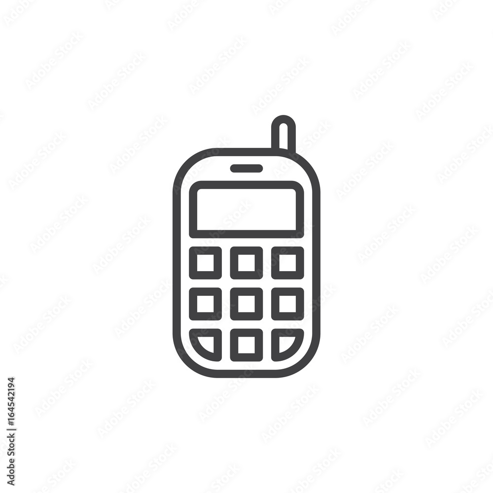 Mobile phone line icon, outline vector sign, linear style pictogram isolated on white. Symbol, logo illustration. Editable stroke. Pixel perfect graphics Mobile phone line icon, outline vector sign, linear style pictogram isolated on white. Symbol, logo illustration. Editable stroke. Pixel perfect graphics
