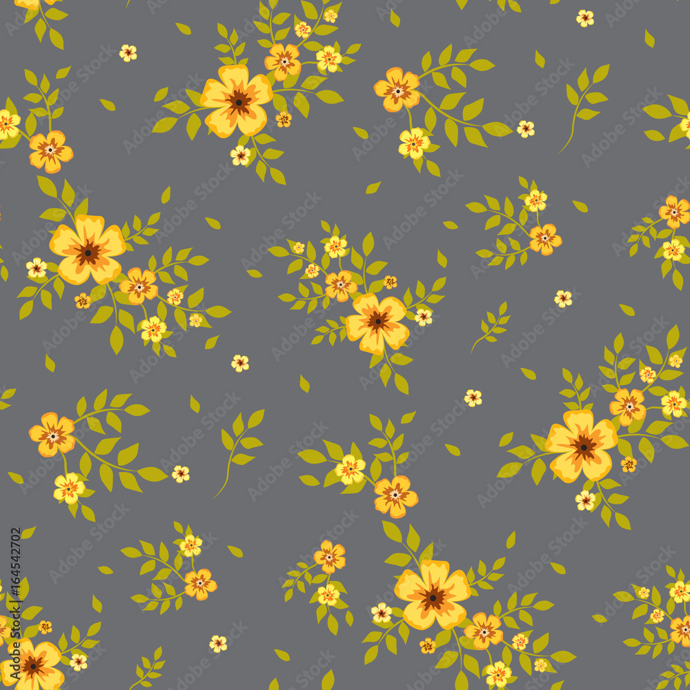 Yellow And Gray Floral Pattern