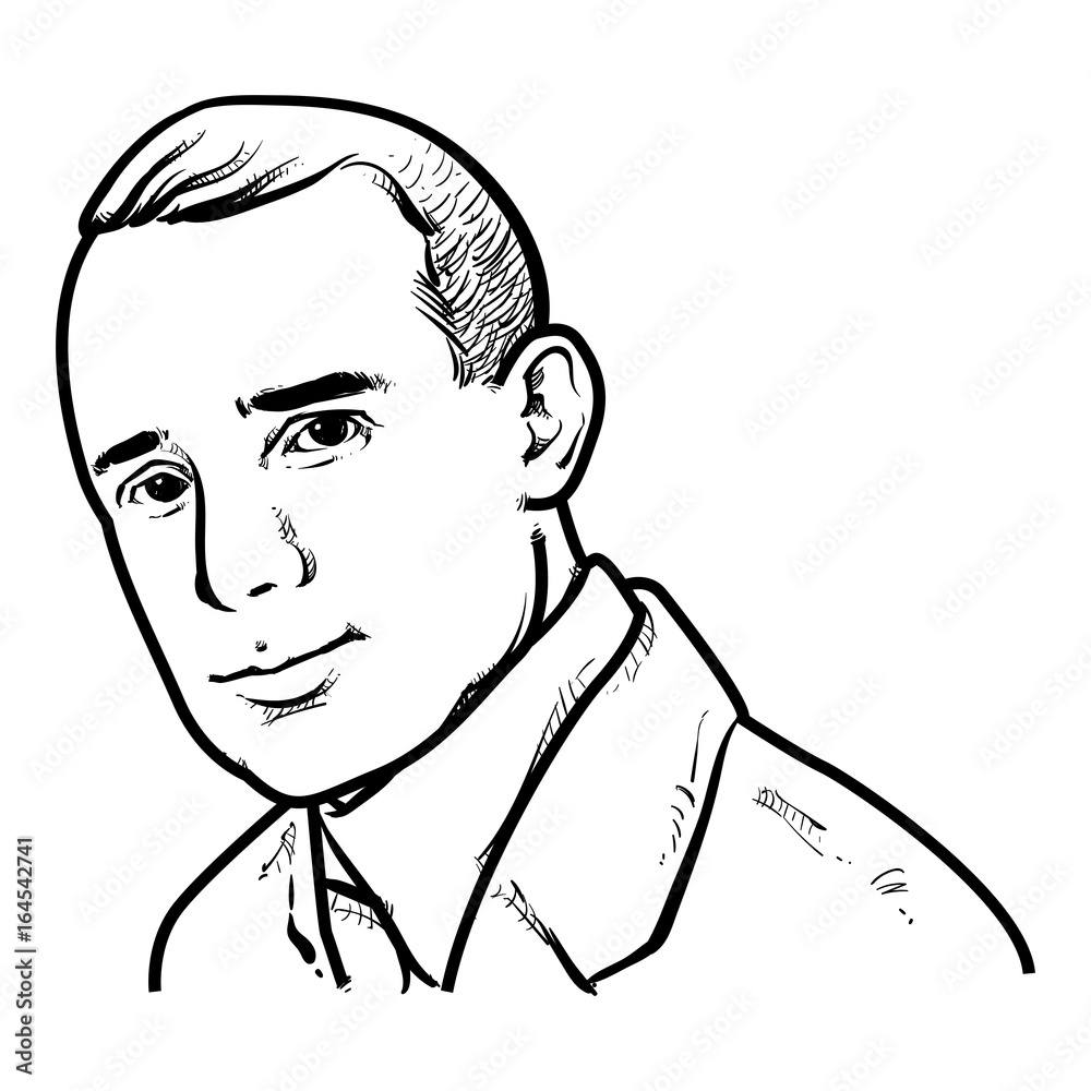 Napoleon Hill Vector illustration, Napoleon Hill Drawing outline