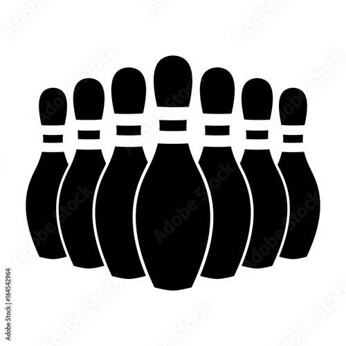 Seven Bowling Pins in a Row Vector Illustration Isolated - Strike!