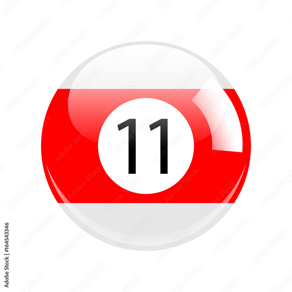 Shiny Red Eleven Pool - Billiard Ball Icon Vector Isolated Shiny Red Eleven Pool - Billiard Ball Icon Vector Isolated