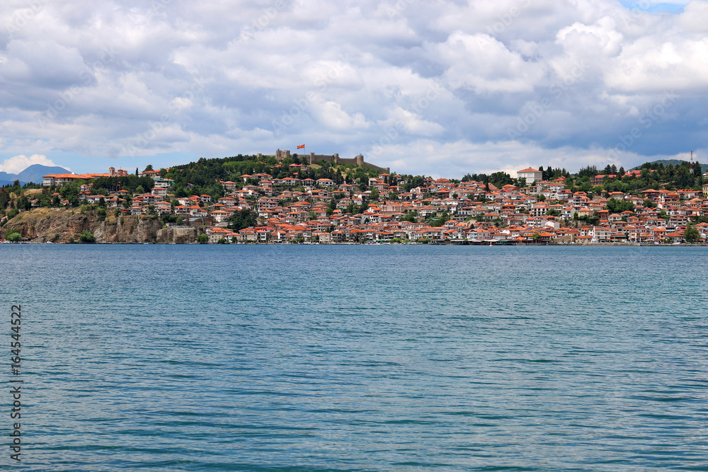 Ohrid city and lake landscape Macedonia