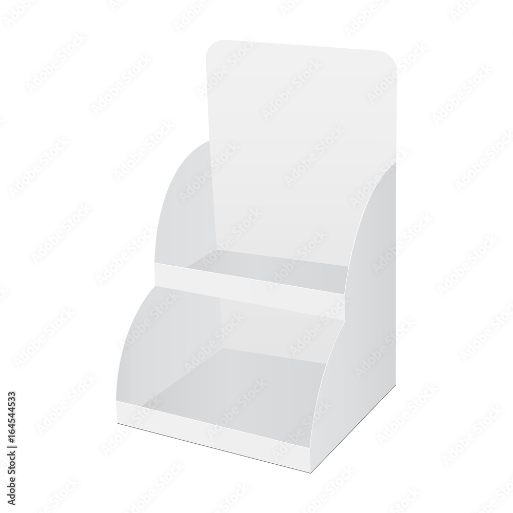 White blank cardboard display mockup isolated. Template for your design. Vector illustration White blank cardboard display mockup isolated. Template for your design. Vector illustration