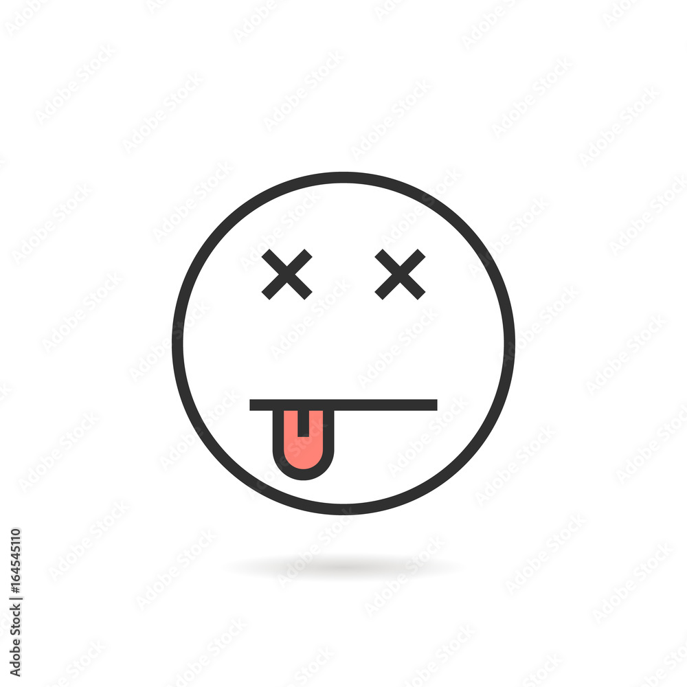 dead thin line emoji icon with shadow dead thin line emoji icon with shadow