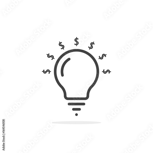 thin line bulb with dollar sign
