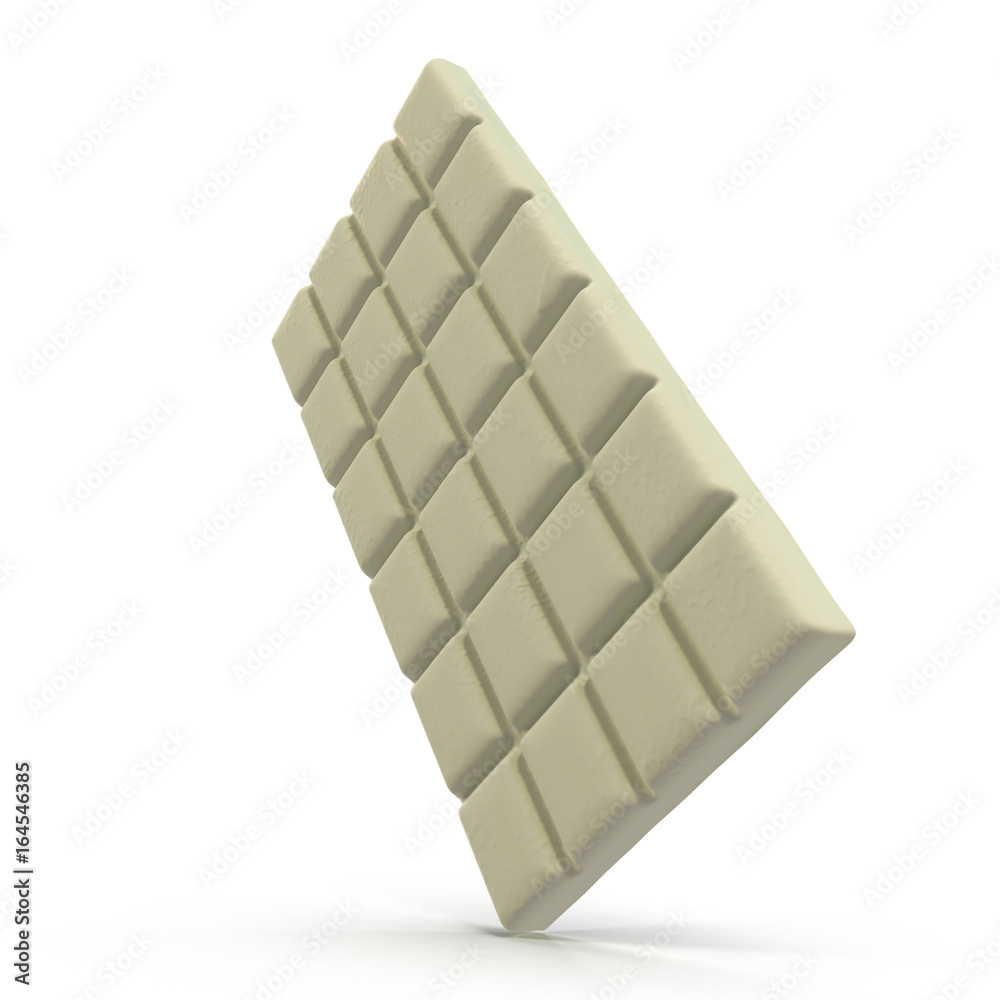 White chocolate bar on white. 3D illustration, clipping path