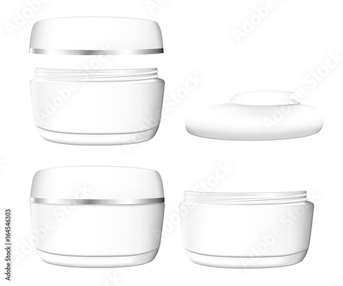 Blank white cosmetics product packaging vector set, cream tube, shampoo bottle, cream container isolated on white backgorund. Plastic bottle mockup illustration Web site page and mobile app design.