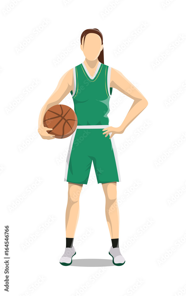 Woman plays basketball.