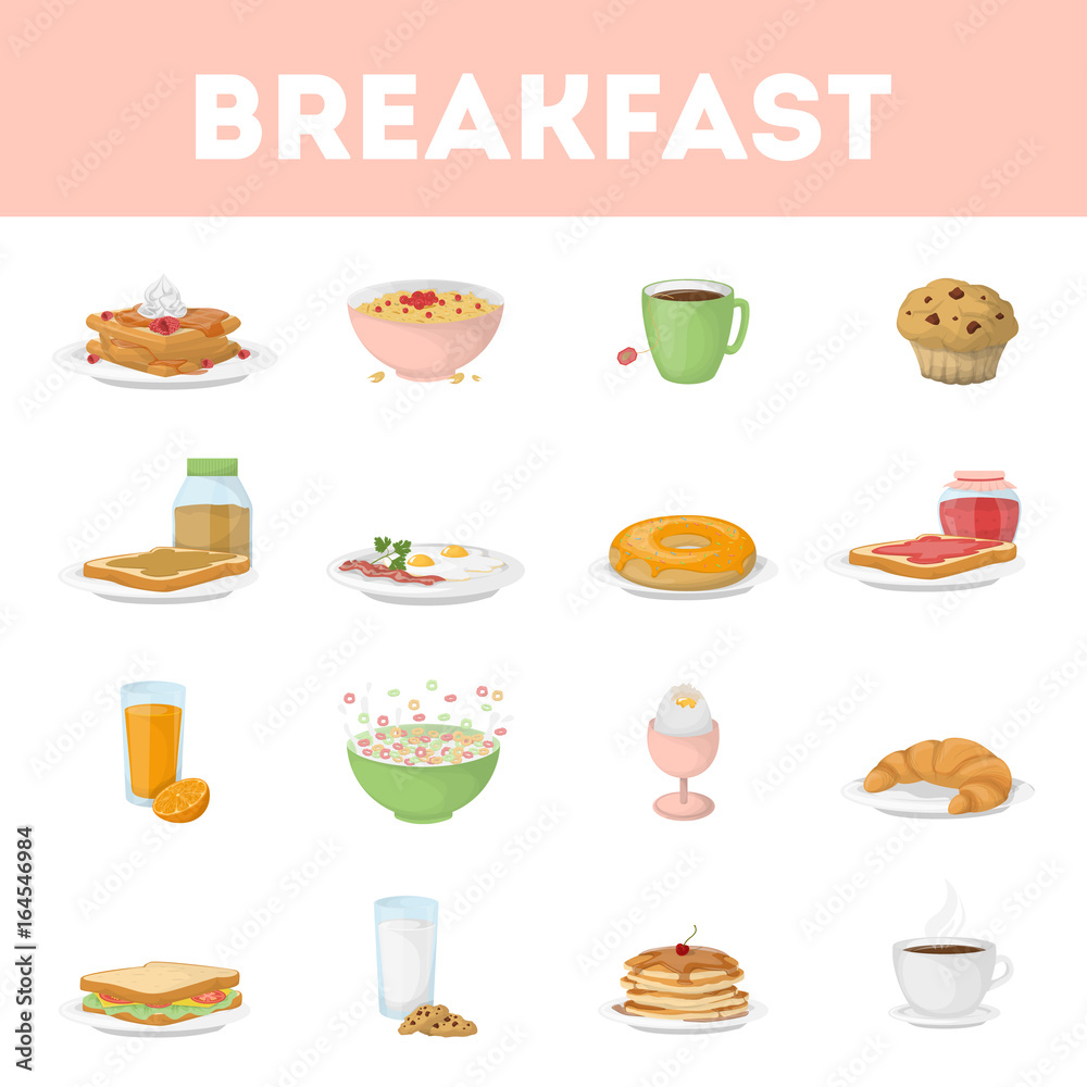 Isolated breakfast set. Isolated breakfast set.