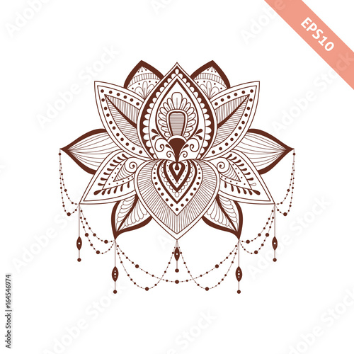 Decorative  element henna style. Flower for your design  tattoo.