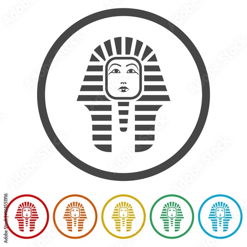 Pharaoh Tutankhamen mask icons set - Illustration 