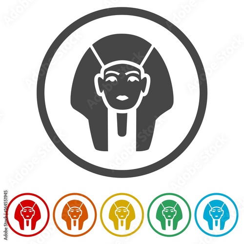Pharaoh Tutankhamen mask icons set - Illustration 