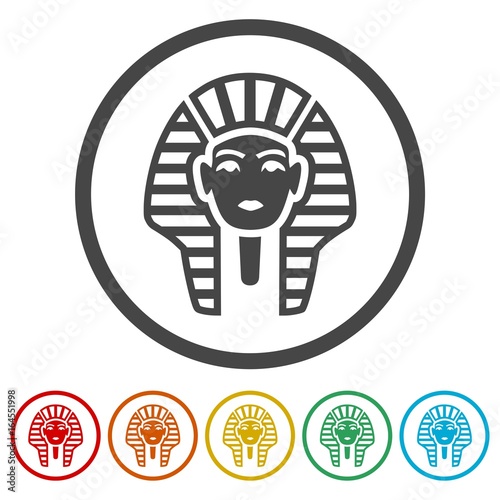 Pharaoh Tutankhamen mask icons set - Illustration 