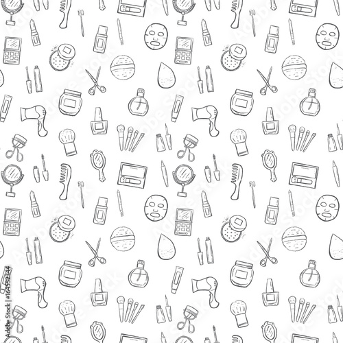 makeup seamless pattern background set