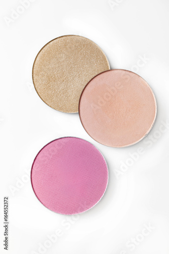 Beige and pink eye shadow or blusher isolated on white background