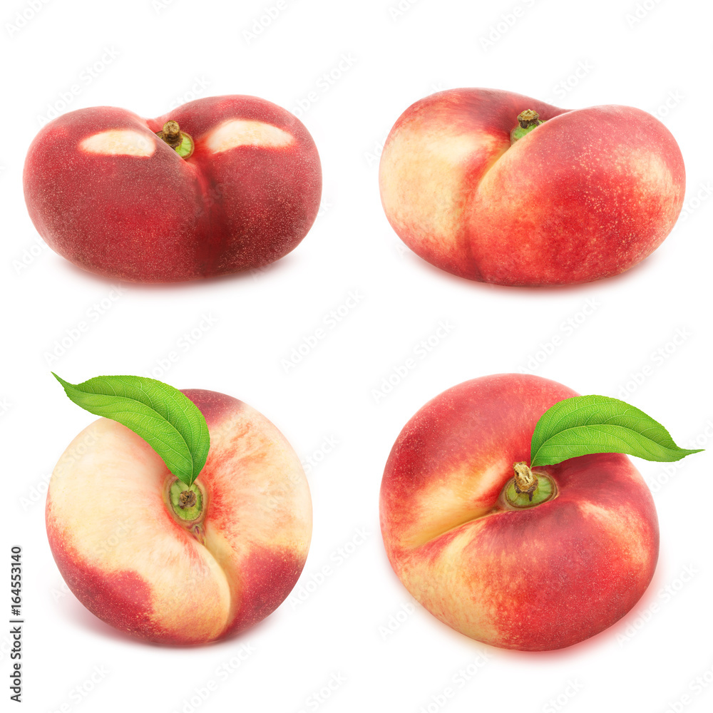 Set of flat nectarines isolated on white. Set of flat nectarines isolated on white.