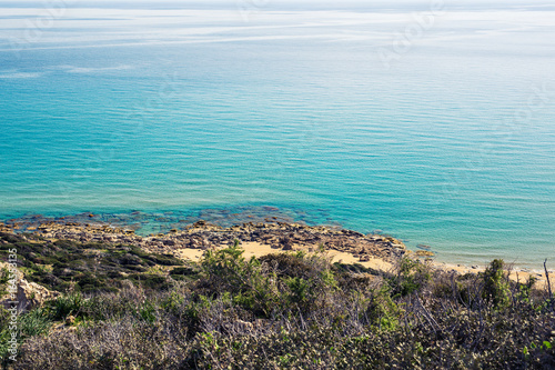 Overgrown sandy beach of Mediterranean Sea