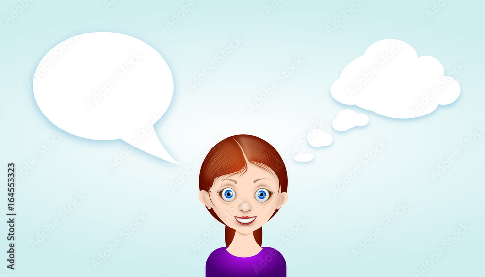 girl avatar with speech bubbles girl avatar with speech bubbles