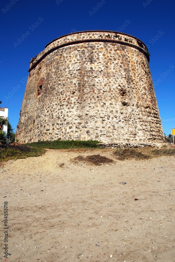 Old watchtower on Playa de las Canas beach, Marbessa, Marbella.