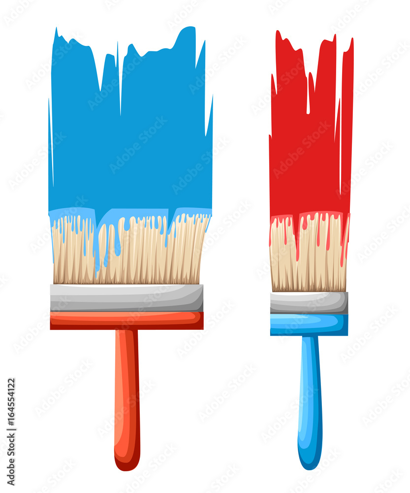 Vector roller and paint brushes with colors Painter instruments. Home ...