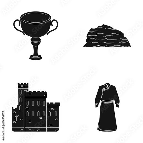 travel, history and or web icon in black style.sport, mine icons in set collection.