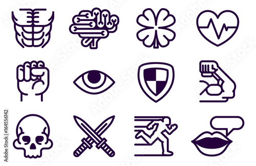 Character Game Attributes Icon Set