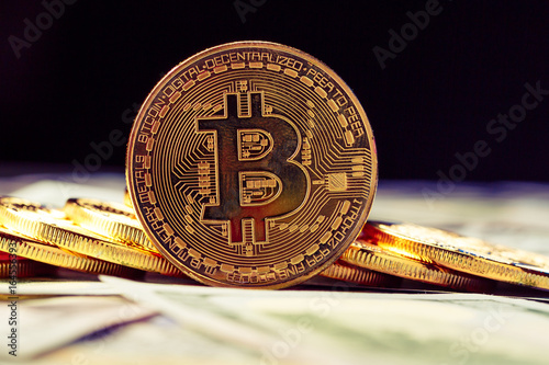 Golden Bitcoins - new virtual money photo