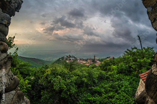 Beautiful summer view of Sighnaghi (Signagi) old town called The City of Love - Kakheti region, Georgia. Sunset and picturesque view. photo